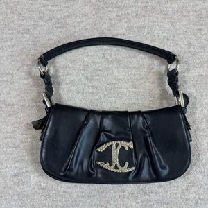 Just Cavalli Black Shoulder Bag with Silver Accents